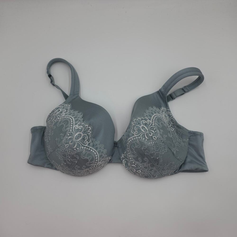 Cacique Lane Bryant Smooth Lightly Lined Balconette Bra Grey Lace 42C